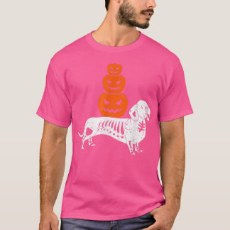 Pumpkin Dachshund Funny Halloween Jack O Lantern W T-Shirt