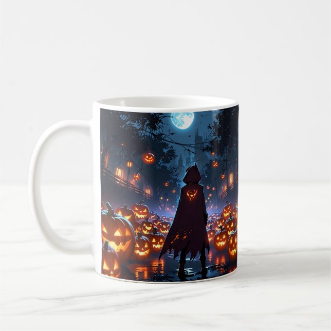 Pumpkin-Dämon-Tasse - Spooky Halloween Anime Kaffeetasse (Links)