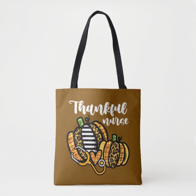 Pumpkin dankbar Nurse Erntedank Scrub Fall RN Tasche (Vorderseite)