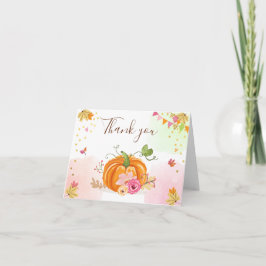 Pumpkin Danke Karte Rosa Gold Girl Herbst Herbst