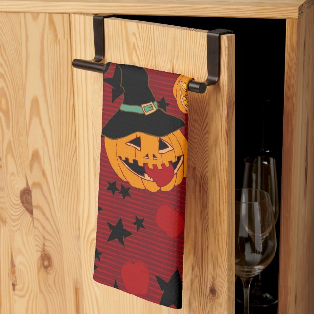 Pumpkin Dark Red “Jack’s Apple Snack” Tea Towel Geschirrtuch (Drittel gefaltet)