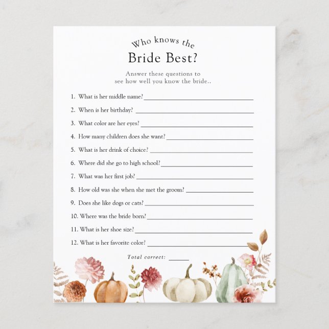 Pumpkin, der das Bride Best Bridal Game kennt (Vorderseite)