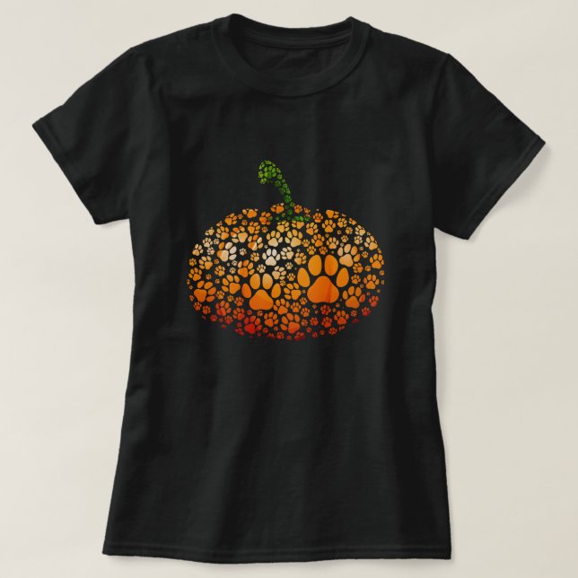 Pumpkin Dog Katzenpaw druckt Halloween-T - Shirt-G T-Shirt (Design vorne)