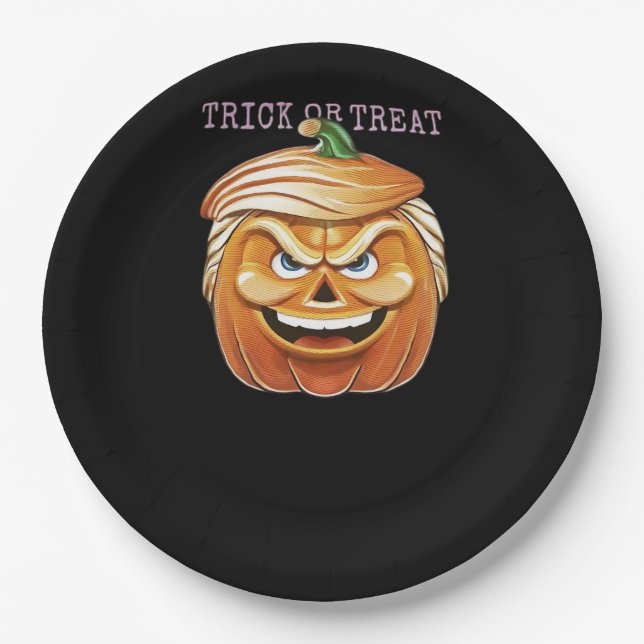 Pumpkin Donald, lustiges Halloween Beängstigender  Pappteller (Vorderseite)