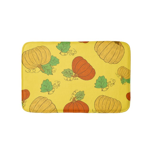 Pumpkin Doodle: Hand gezogen Nahtlos Badematte (Vorderseite)