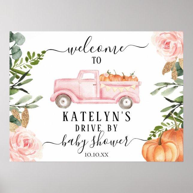Pumpkin Drive by Baby Dusche Begrüßungszeichen Poster (Vorne)