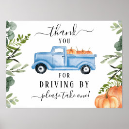 Pumpkin Drive By Baby Shower Thank You Sign Poster