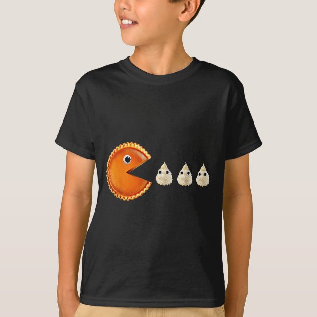 Pumpkin E Eating Whipped Cream Funny  T-Shirt (Vorderseite)
