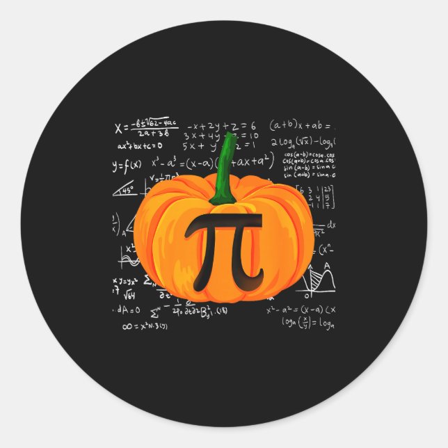 Pumpkin E Math Funny Halloween Thanksgiving Day  Runder Aufkleber (Vorderseite)