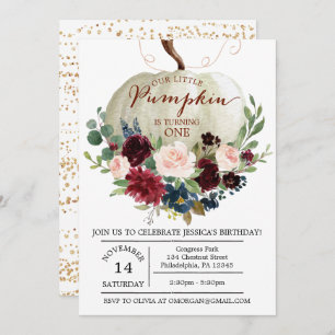 Pumpkin Einladung zum ersten Geburtstag - Herbst G