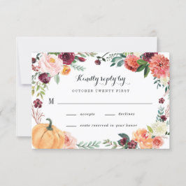 Pumpkin Elegant Fall Floral Rustikale Hochzeit RSVP Karte
