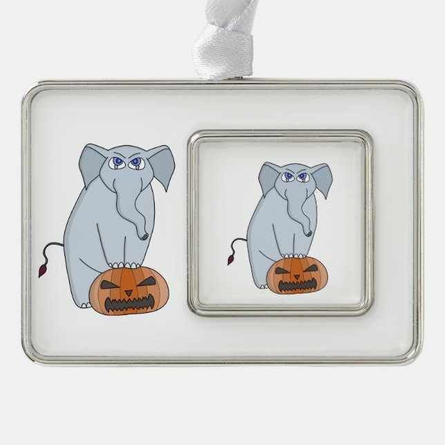 Pumpkin Elephant Rahmen-Ornament Silber (Vorderseite)