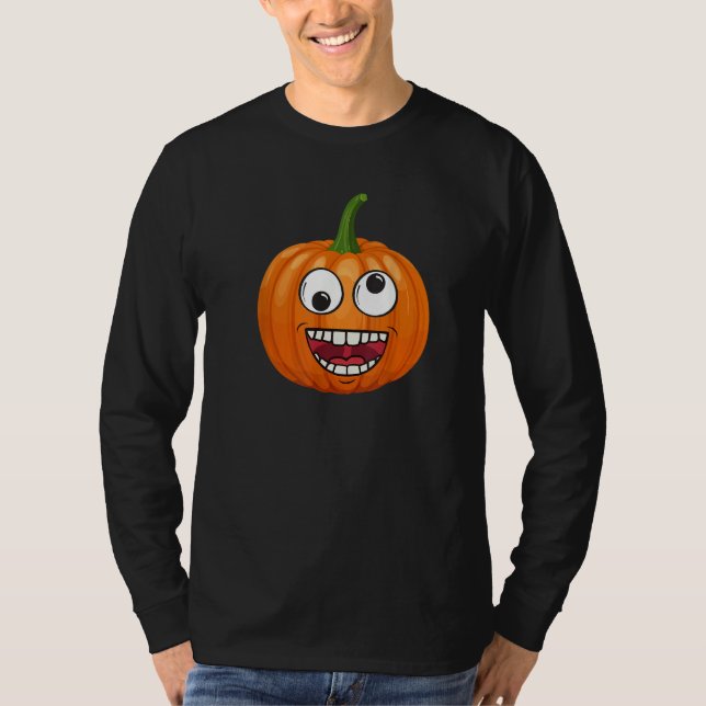 Pumpkin Emoje Eye Open Halloween Fun Season Costum T-Shirt (Vorderseite)