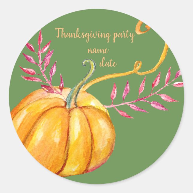 Pumpkin Erntedank Party Runder Aufkleber (Vorderseite)