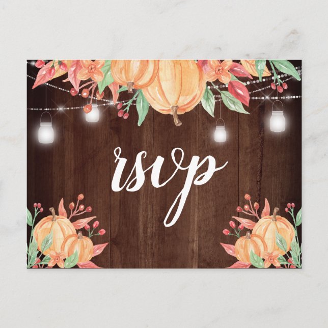 Pumpkin ernten Autumn Lights Wedding RSVP Postkarte (Vorderseite)