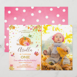 Pumpkin Erste Geburtstagseinladung Herbst Pink Einladung