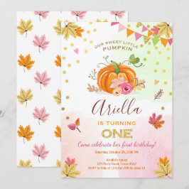 Pumpkin Erste Geburtstagseinladung Herbst Pink Einladung