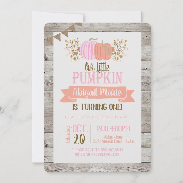 Pumpkin erste Geburtstagsfeier Einladung eines kle (Vorderseite)