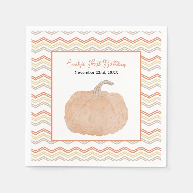 Pumpkin Erste Geburtstagsparty Napkins Serviette (Vorderseite)