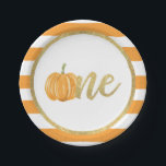 Pumpkin Erste Geburtstagspulpe - orangefarbener St Pappteller<br><div class="desc">Perfekter Gegenstand,  um jede Pumpkin Erste Geburtstagsparty zu ergänzen!</div>