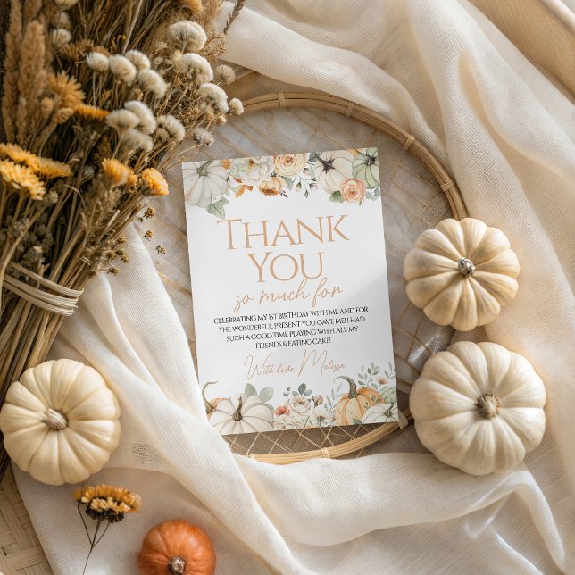 Pumpkin Ersten Geburtstag Danke Karte (Von Creator hochgeladen)