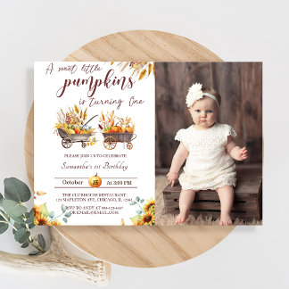 Pumpkin ersten Geburtstag ein süßer kleiner Pumpki Einladung