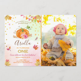 Pumpkin Erster Geburtstag Einladung Herbst Pink