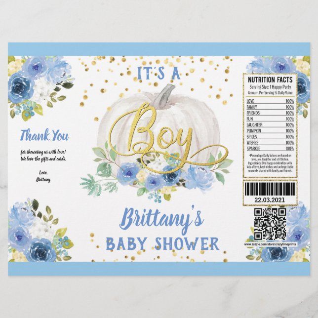 Pumpkin Es ist ein Baby-Dusche Chip Beutel Wrapper Flyer (Vorne)