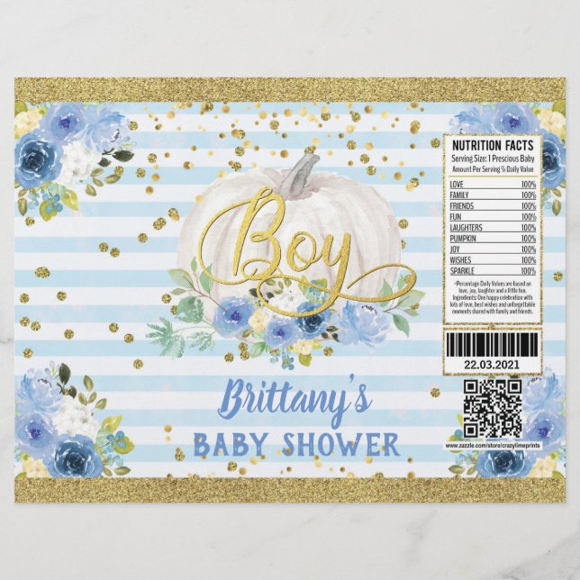 Pumpkin Es ist ein Baby-Dusche Chip Beutel Wrapper Flyer (Vorne)