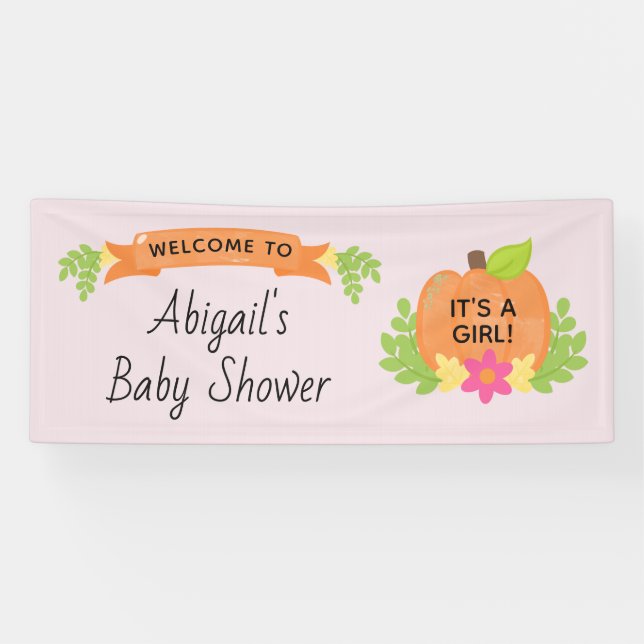 Pumpkin Es ist eine Mädchen-Babydusche Banner (Horizontal)