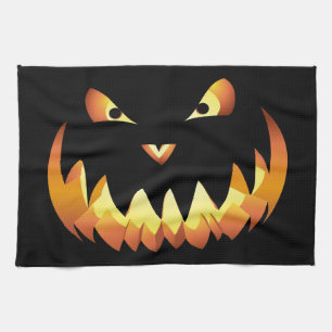 Pumpkin Face 4 für Halloween Geschirrtuch