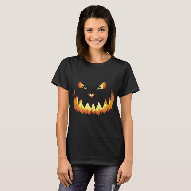 Pumpkin Face 4 für Halloween T-Shirt (Vorne ganz)