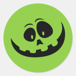 Pumpkin Face Green Halloween Runder Aufkleber