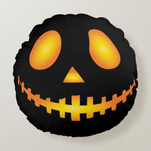 Pumpkin Face Halloween Jack O Lantern Spooky Rundes Kissen