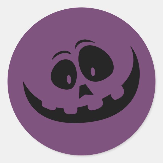 Pumpkin Face Lila Halloween Runder Aufkleber (Vorderseite)