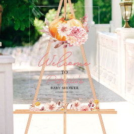 Pumpkin Fall Baby Dusche Begrüßungszeichen Acrylschild