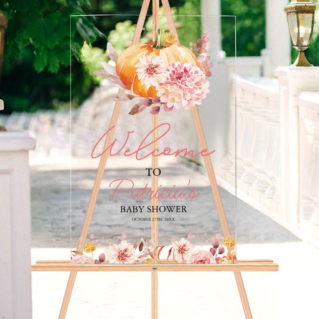 Pumpkin Fall Baby Dusche Begrüßungszeichen Acrylschild (Von Creator hochgeladen)