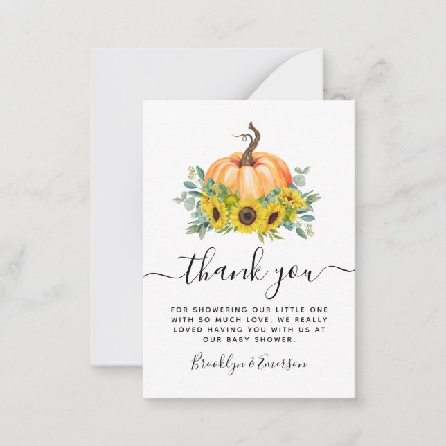 Pumpkin Fall Baby Dusche Danke Note Card Mitteilungskarte (Vorderseite)