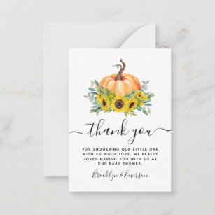 Pumpkin Fall Baby Dusche Danke Note Card Mitteilungskarte