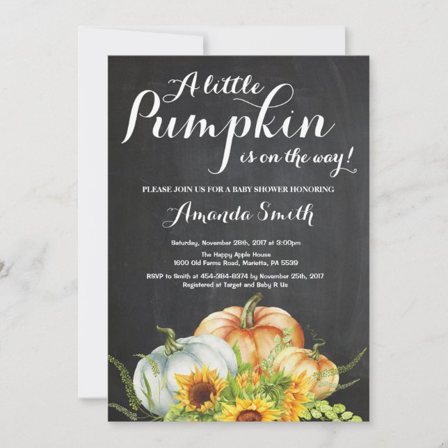 Pumpkin Fall Baby Dusche Einladung (Vorderseite)