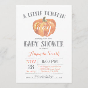 Pumpkin Fall Baby Dusche Einladung Orange Gray