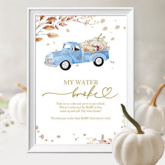 Pumpkin Fall Baby Dusche Mein Wasser Broke Spiel Poster (Von Creator hochgeladen)