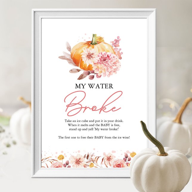 Pumpkin Fall Baby Dusche Mein Wasser Broke Spiel Poster (Von Creator hochgeladen)