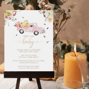 Pumpkin Fall Baby Dusche Say Baby Game Sign Poster