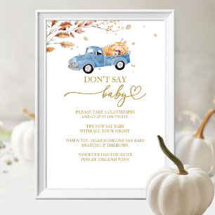Pumpkin Fall Baby Dusche Say Baby Game Sign Poster