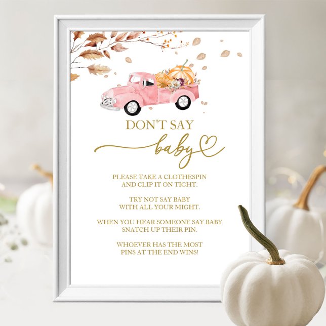 Pumpkin Fall Baby Dusche Say Baby Game Sign Poster (Von Creator hochgeladen)