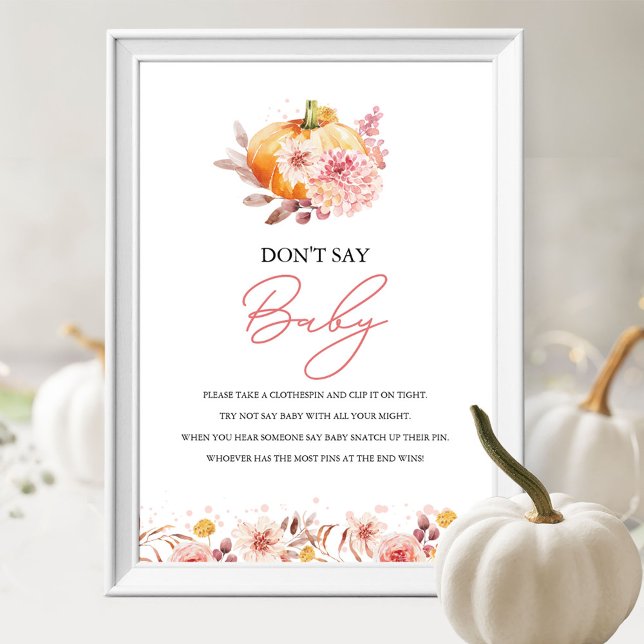 Pumpkin Fall Baby Dusche Say Baby Game Sign Poster (Von Creator hochgeladen)