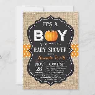 Pumpkin Fall Baby Shower Einladungskarte Burlap
