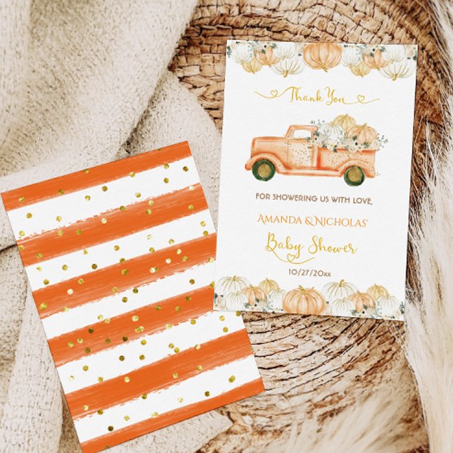 Pumpkin Fall Baby Shower Harvest Vielen Dank Dankeskarte (Von Creator hochgeladen)
