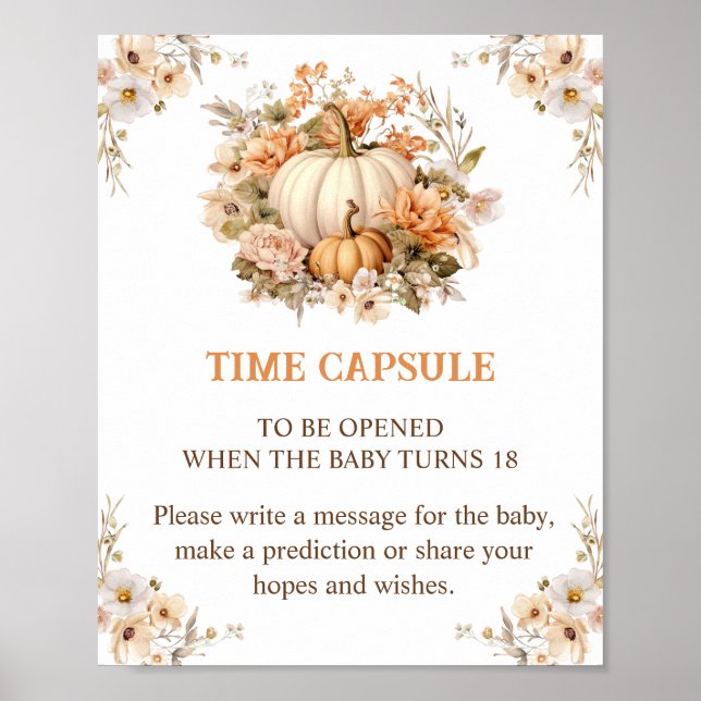 Pumpkin Fall Baby Shower Time Kapselunterschrift Poster (Vorne)